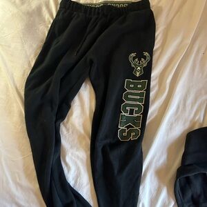 NBA Bucks Womans Black Sweatpants Size M and Long-sleeve Size L